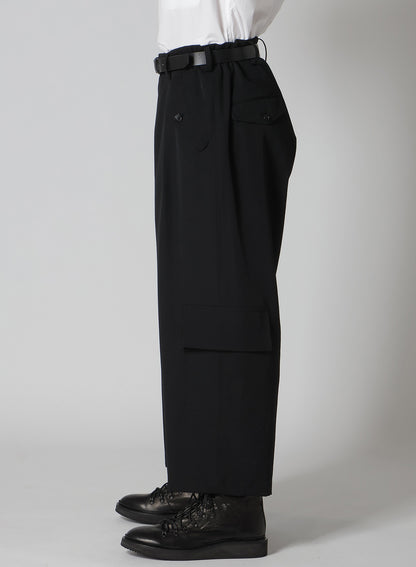 WOOL GABARDINE FRONT TUCK PANTS