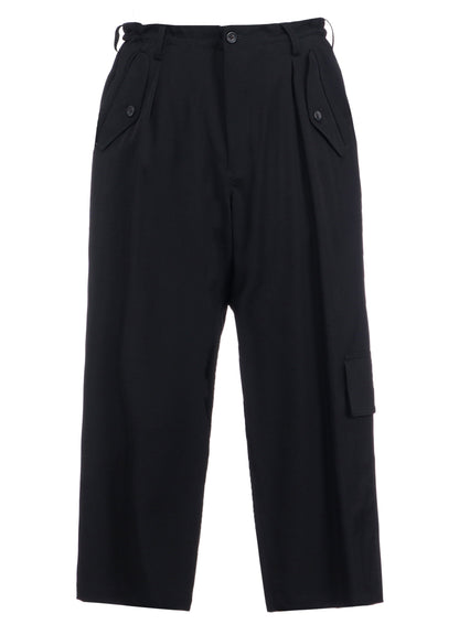 WOOL GABARDINE FRONT TUCK PANTS