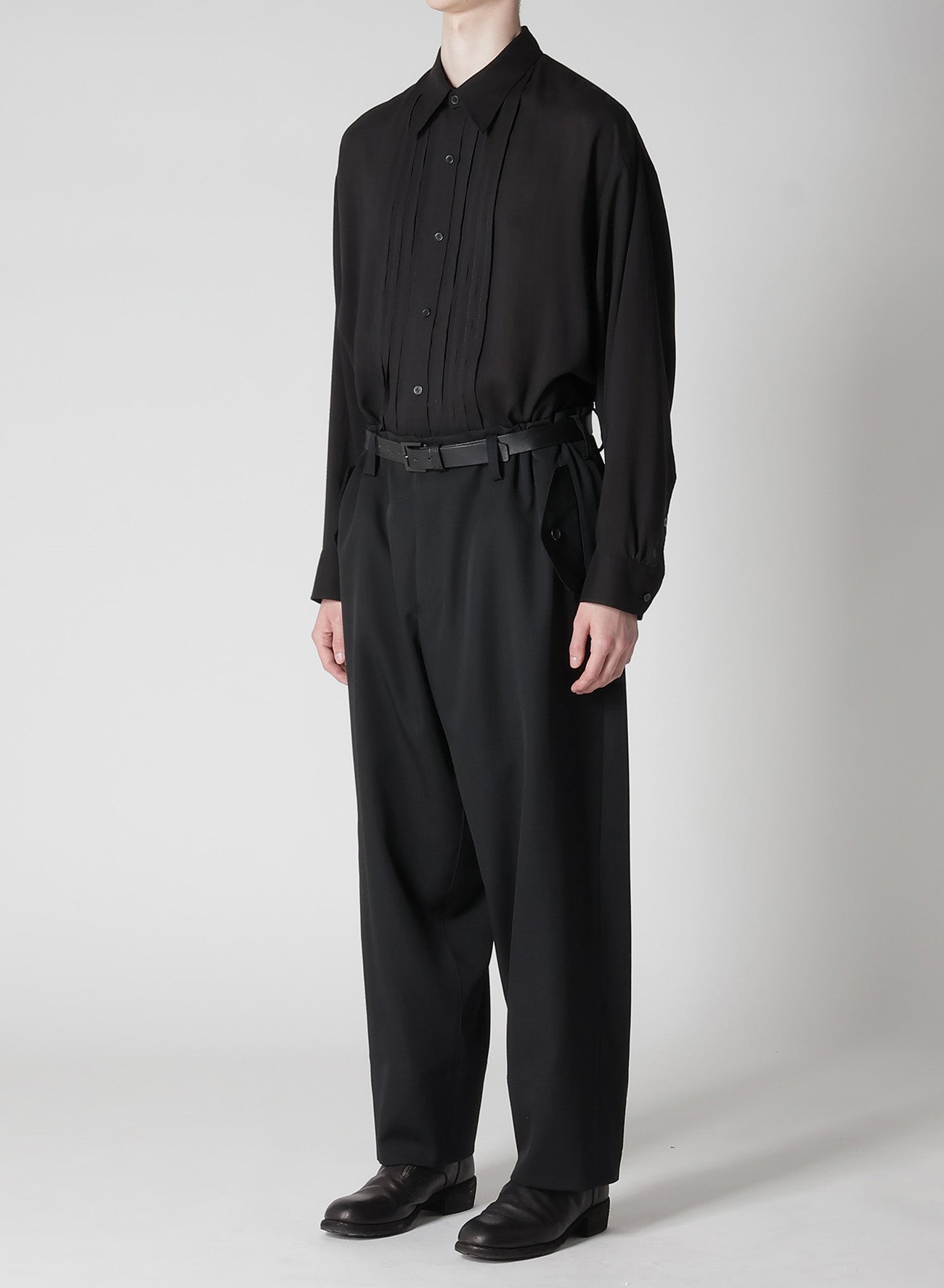 WOOL GABARDINE HEM FACING PANTS