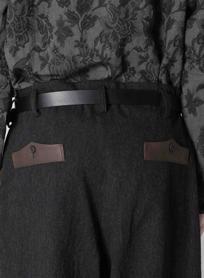 ARMY GABARDINE SERGE 1TUCK LEATHER TAB PANTS