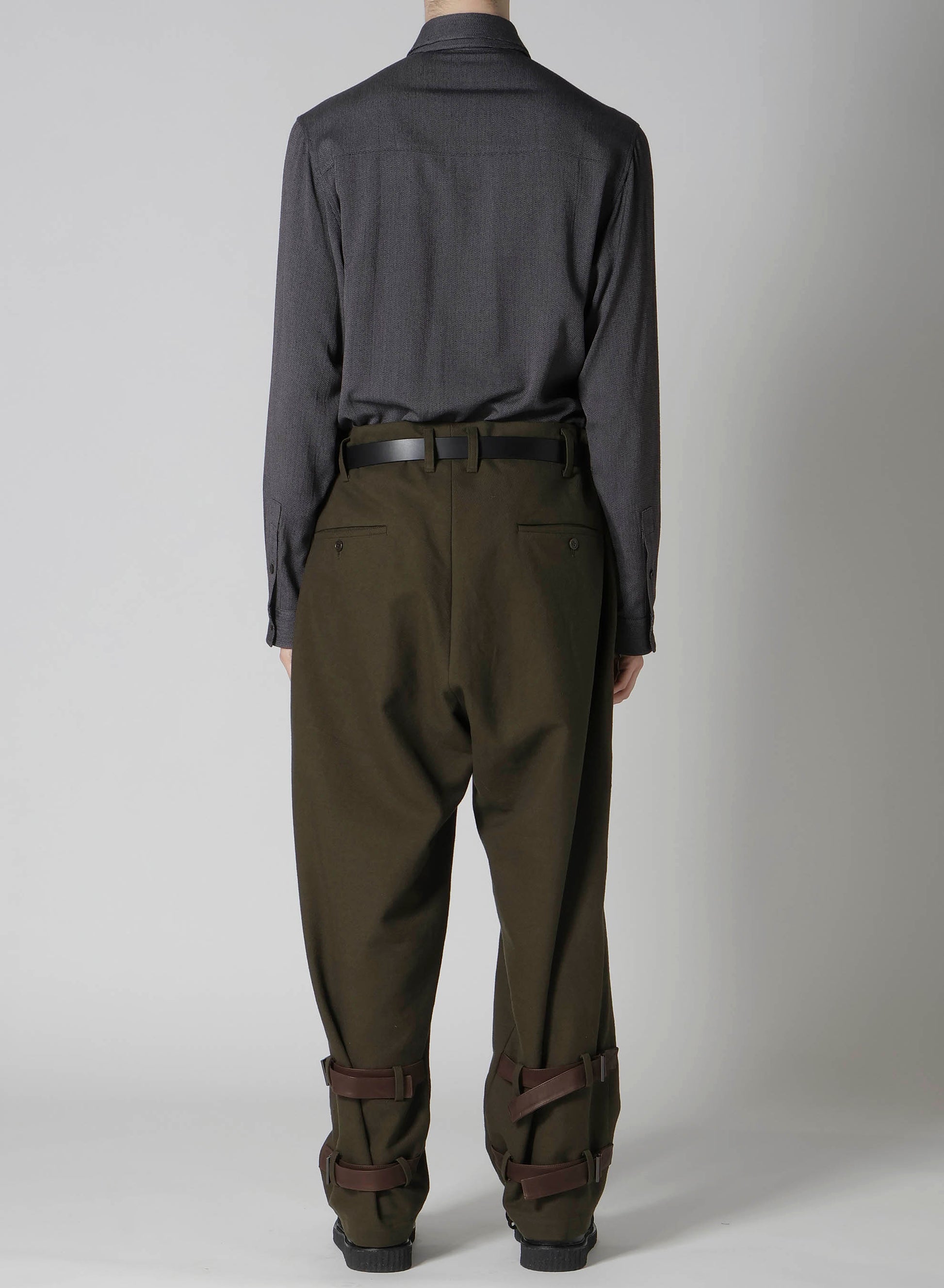 black dress shirt with khaki pants KHAKI C/W SERGE HEM BELT PANTS S