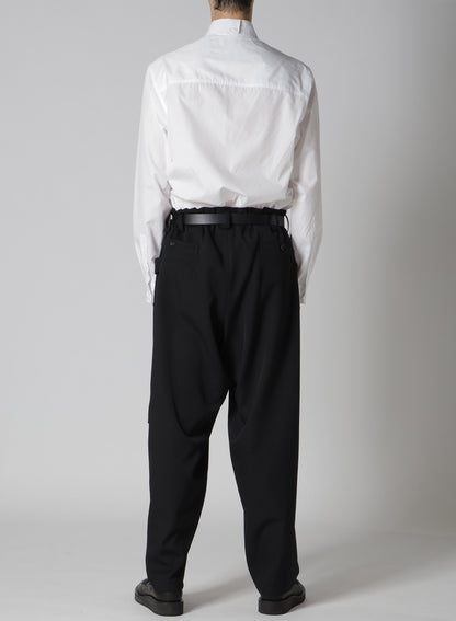 WOOL GABARDINE TUCK TAB PANTS