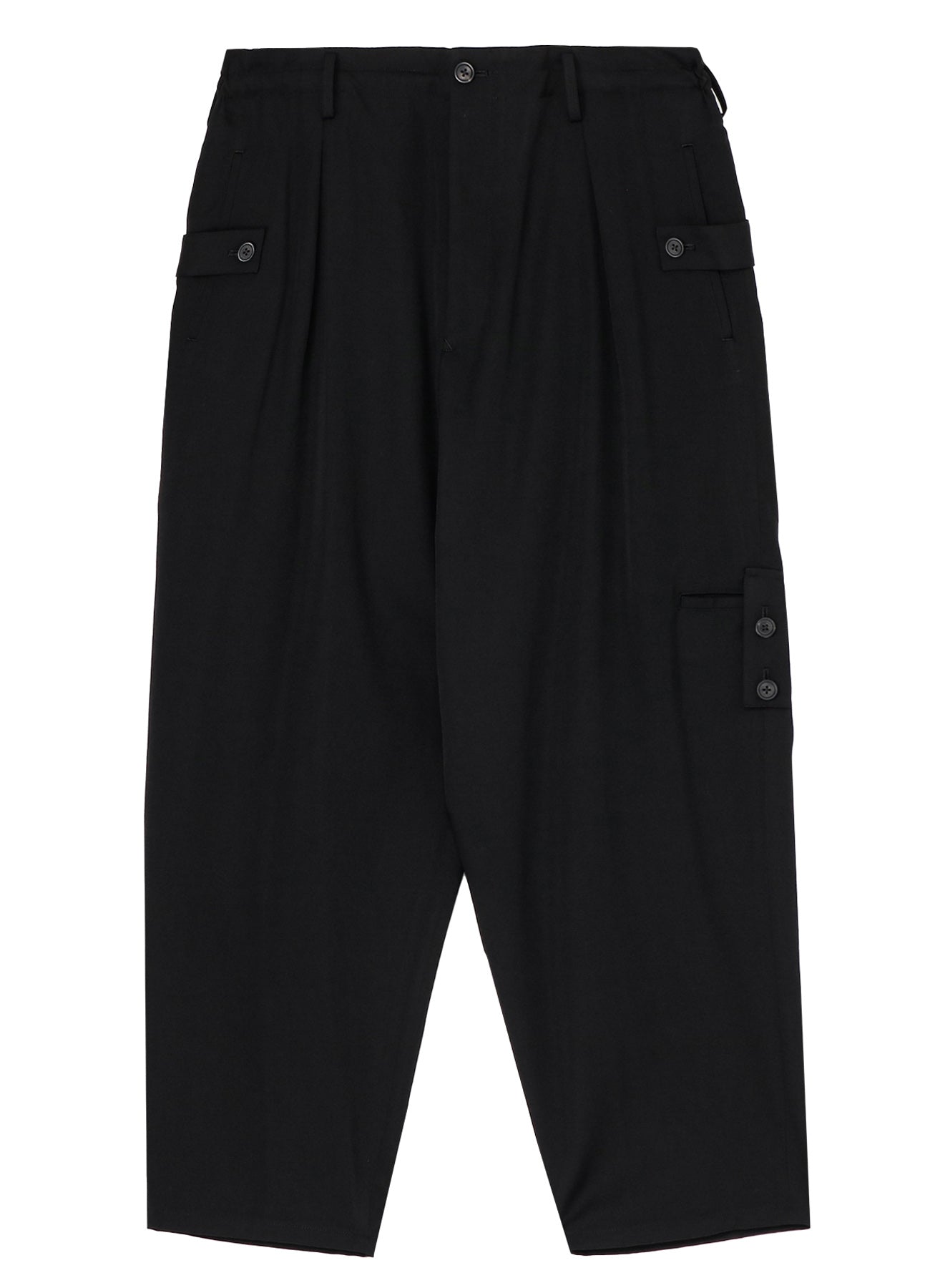 WOOL GABARDINE TUCK TAB PANTS