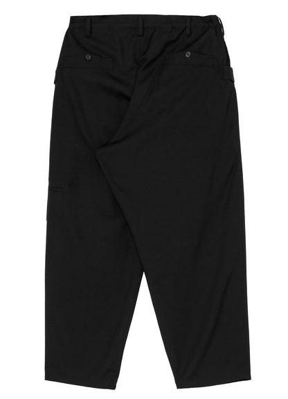 WOOL GABARDINE TUCK TAB PANTS