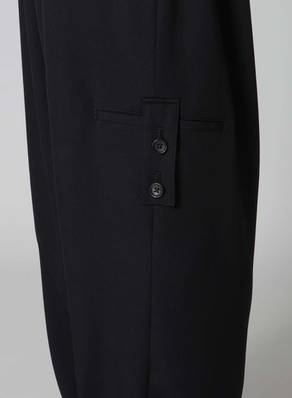 WOOL GABARDINE TUCK TAB PANTS