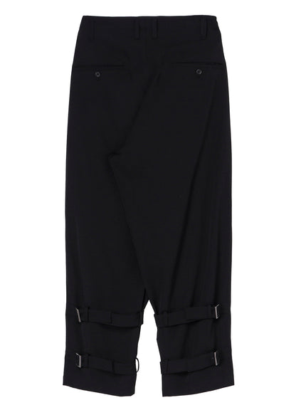 WOOL GABARDINE HEM BELT PANTS