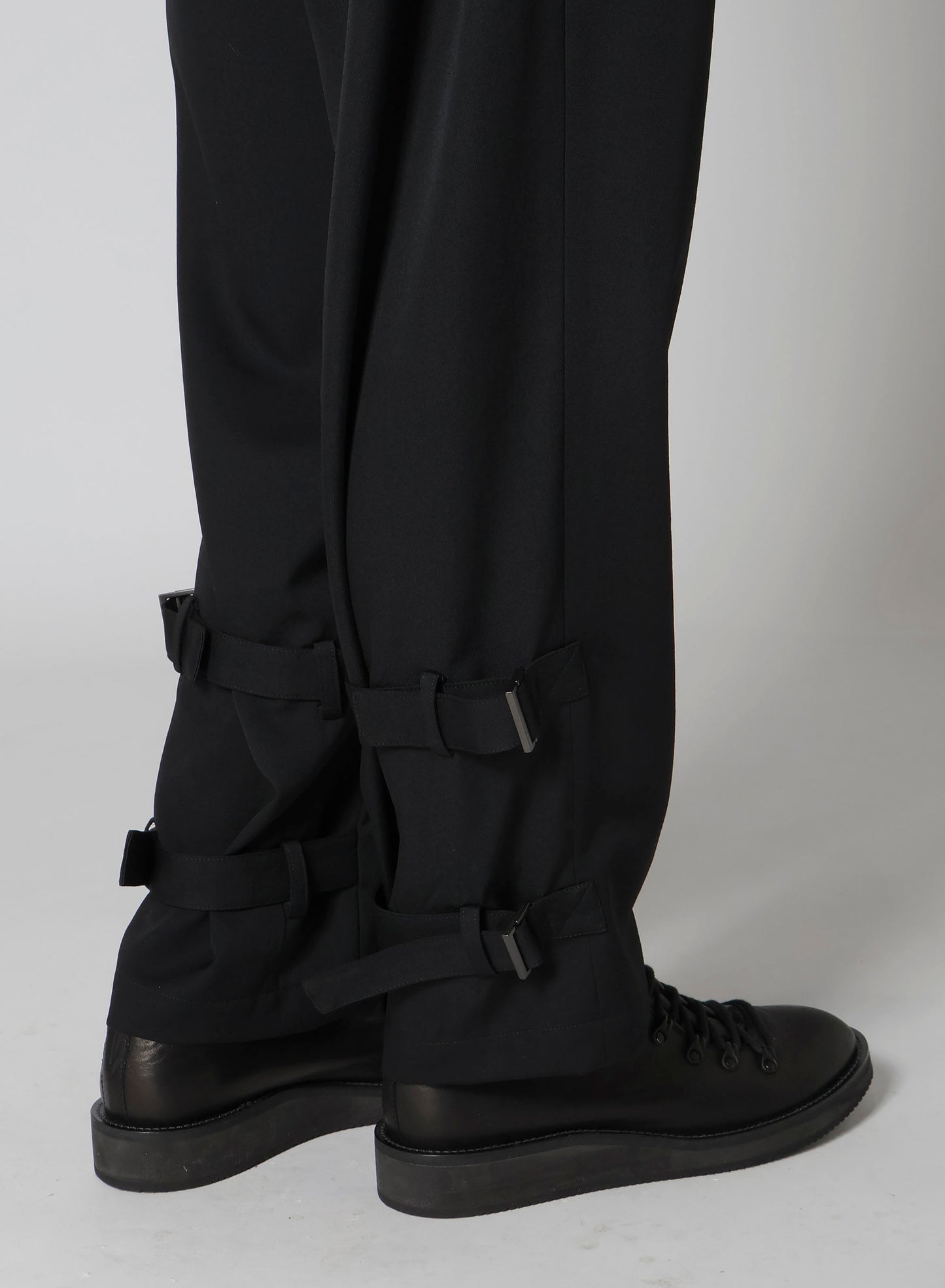 WOOL GABARDINE HEM BELT PANTS