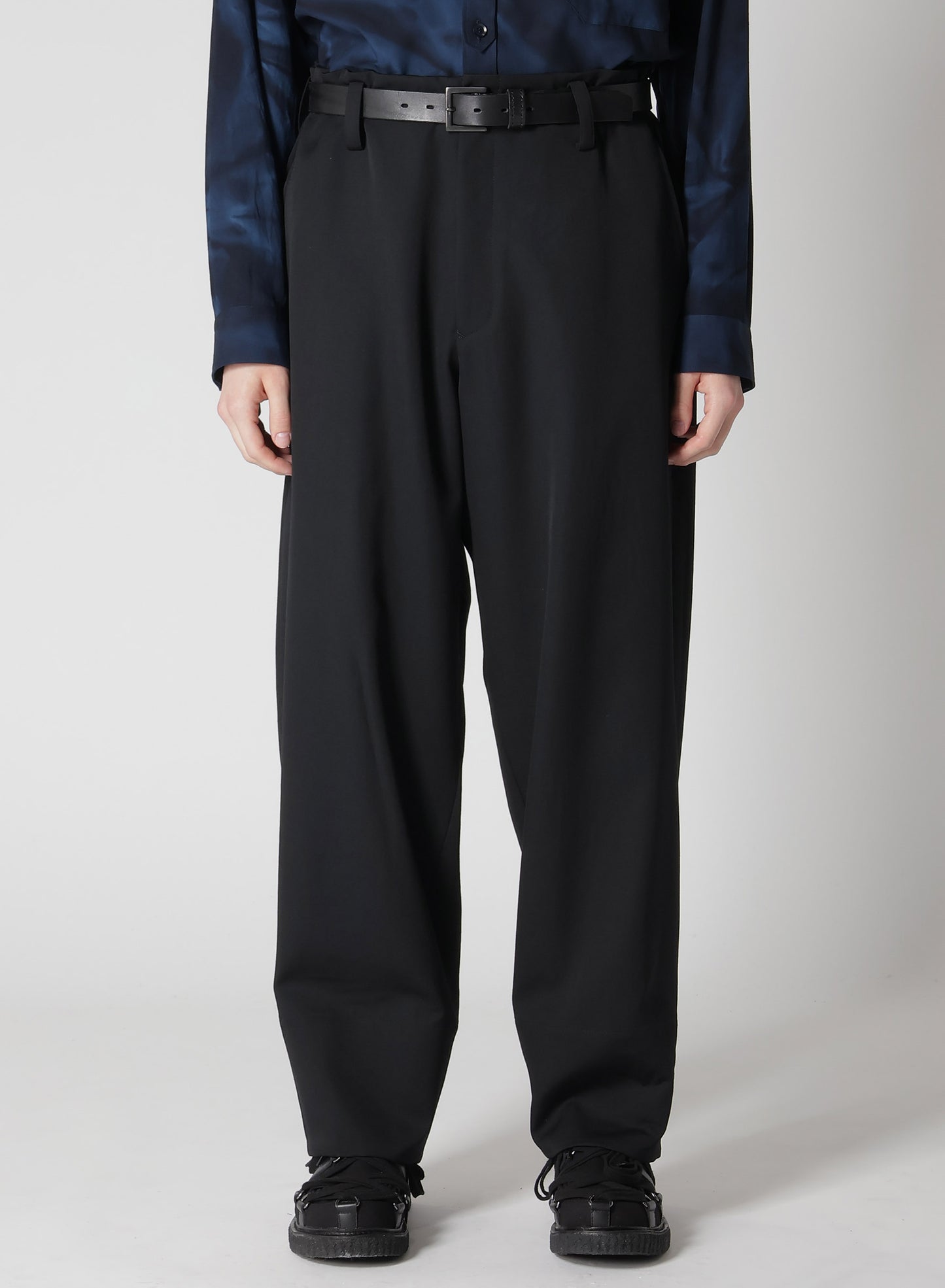 WOOL GABARDINE HEM ROLLED PANTS