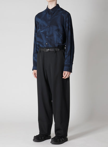 WOOL GABARDINE HEM ROLLED PANTS