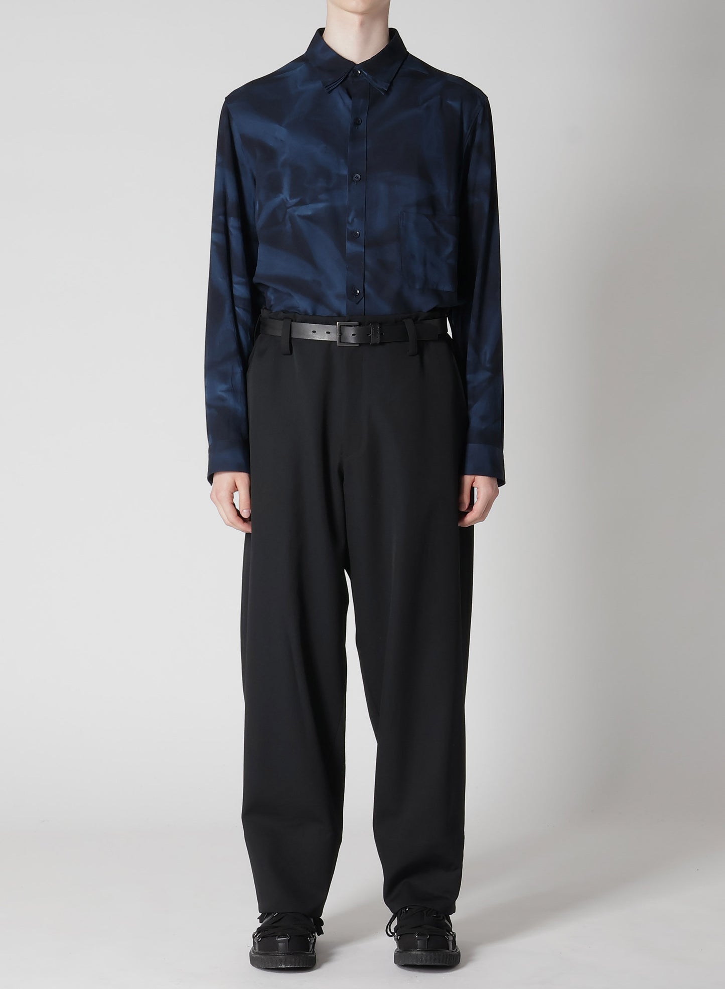 WOOL GABARDINE HEM ROLLED PANTS