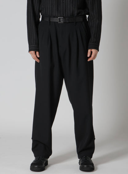 WOOL GABARDINE 2TUCKS TAB PANTS