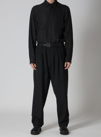 WOOL GABARDINE 2TUCKS TAB PANTS