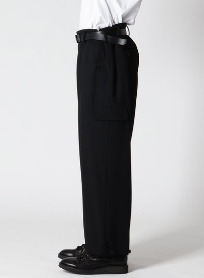 WOOL GABARDINE TAB WIDE PANTS