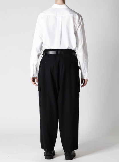 WOOL GABARDINE TAB WIDE PANTS