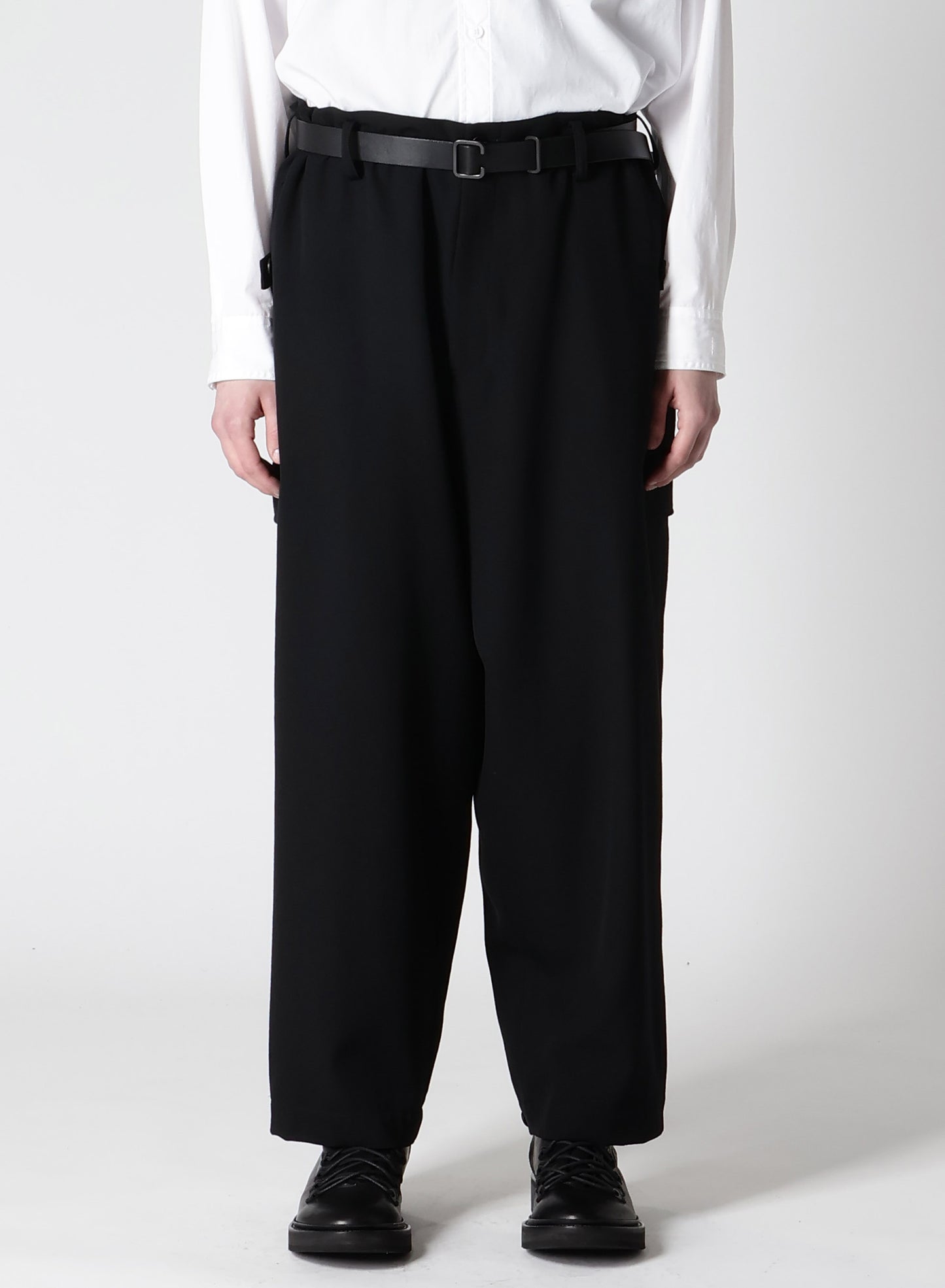 WOOL GABARDINE TAB WIDE PANTS