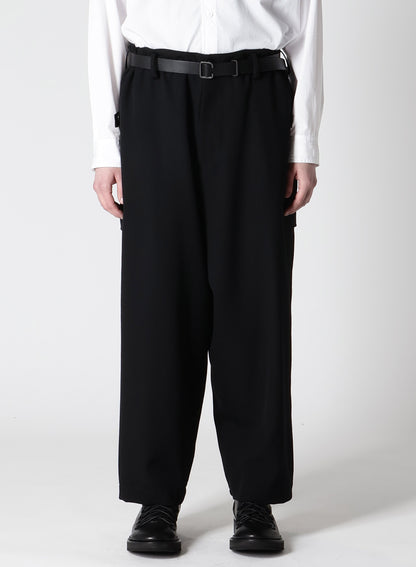 WOOL GABARDINE TAB WIDE PANTS