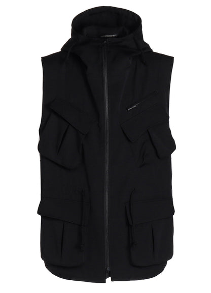 WOOL GABARDINE HOODED VEST