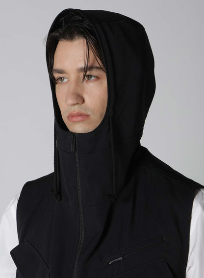 WOOL GABARDINE HOODED VEST