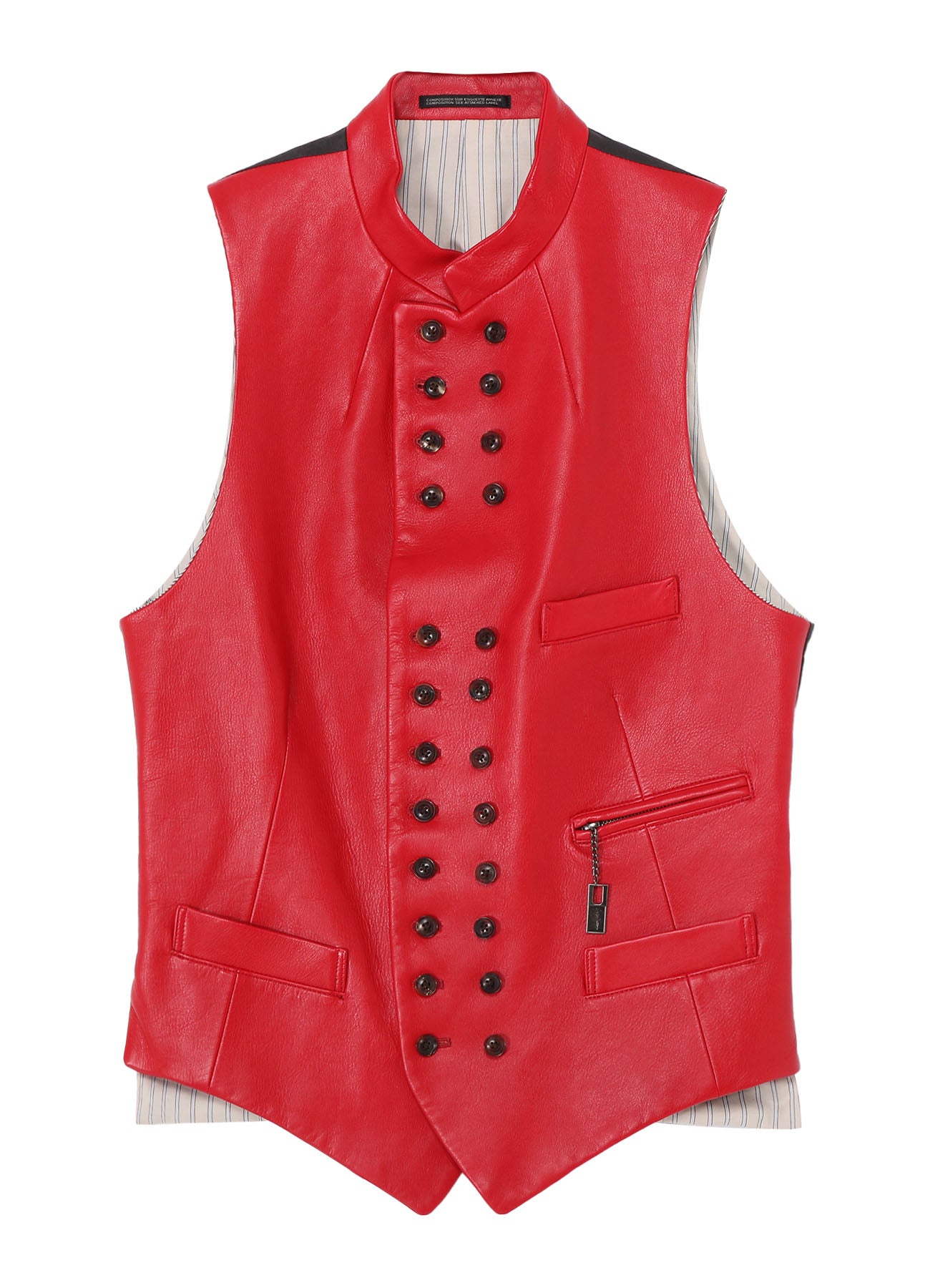 RED LEATHER STAND VEST