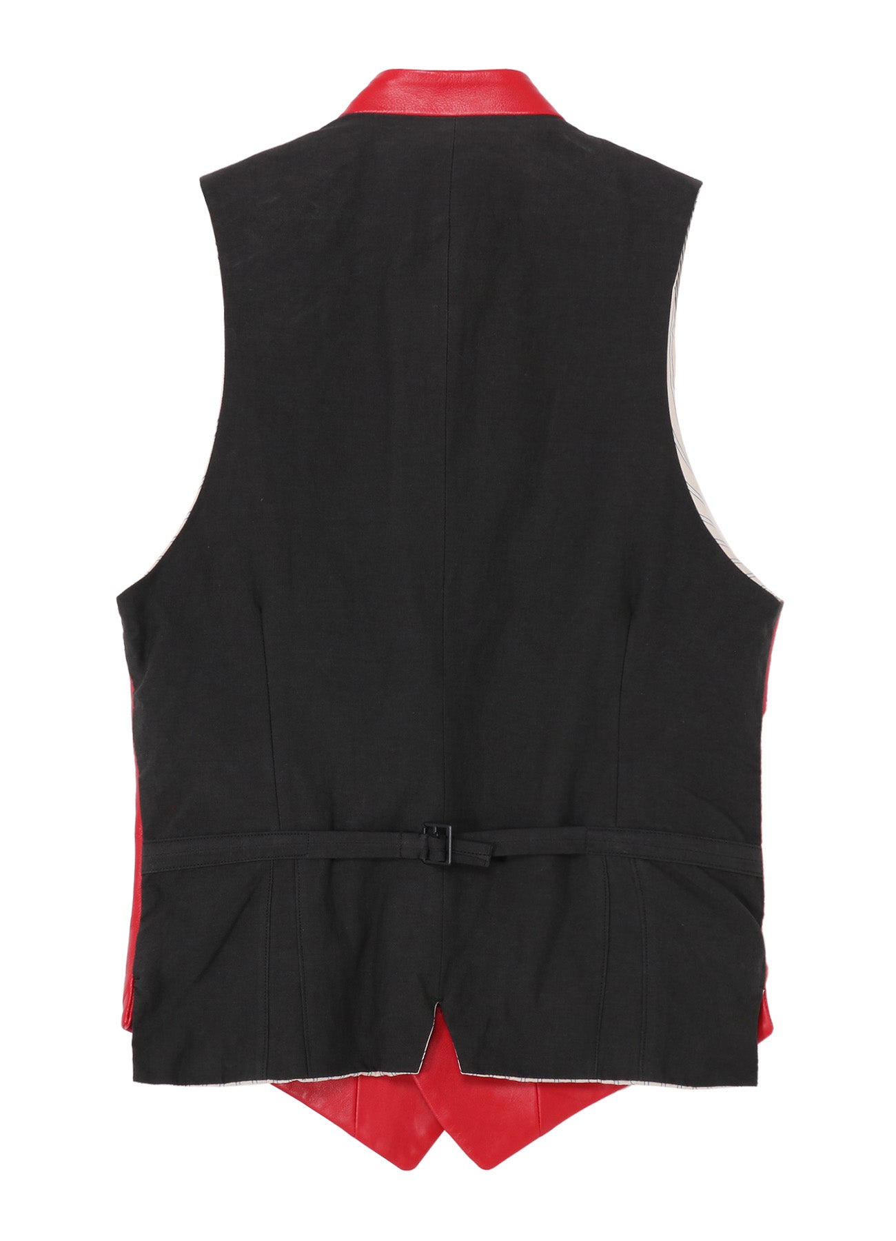 RED LEATHER STAND VEST