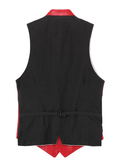 RED LEATHER STAND VEST