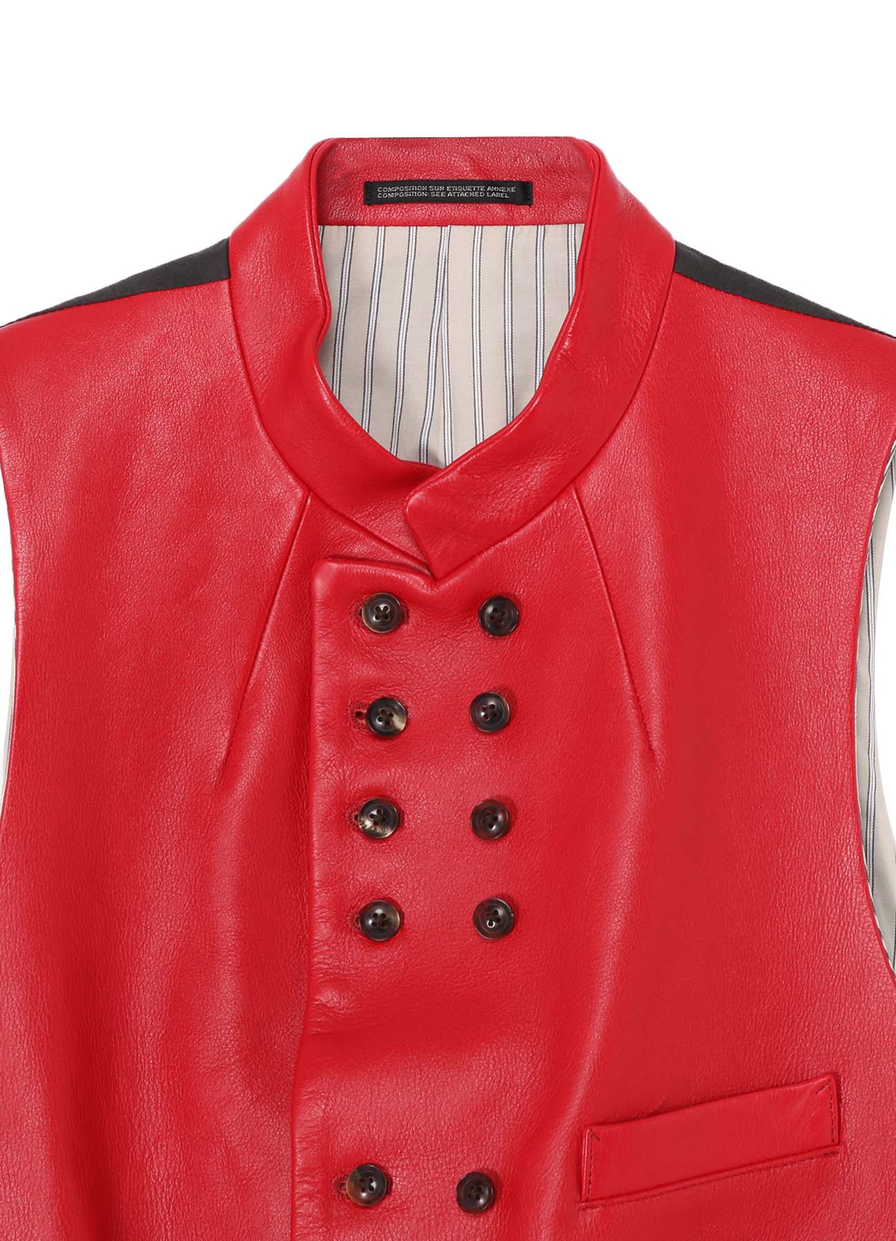 RED LEATHER STAND VEST – THE SHOP YOHJI YAMAMOTO