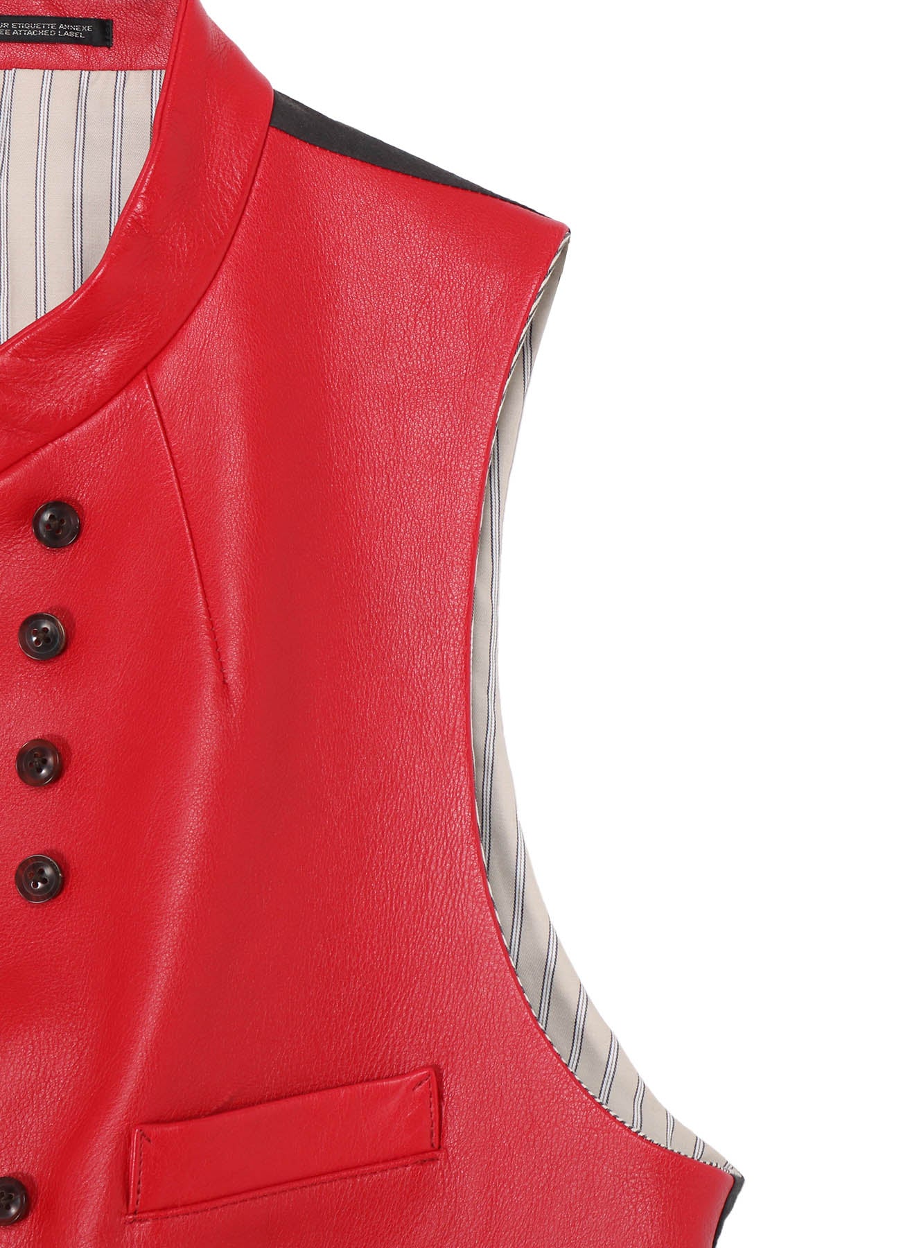 RED LEATHER STAND VEST – THE SHOP YOHJI YAMAMOTO