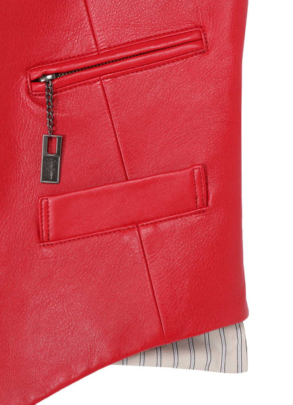 RED LEATHER STAND VEST