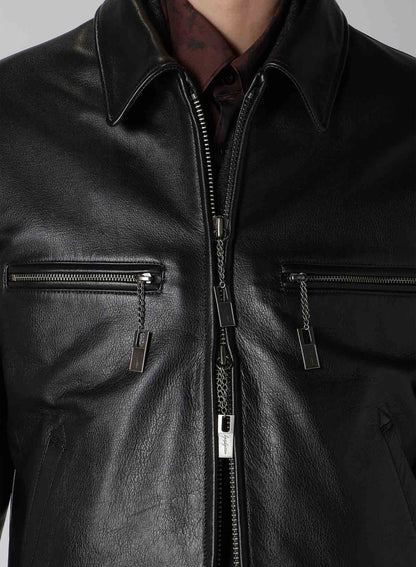 COW/DRUM LEATHER CUT OFF BLOUSON