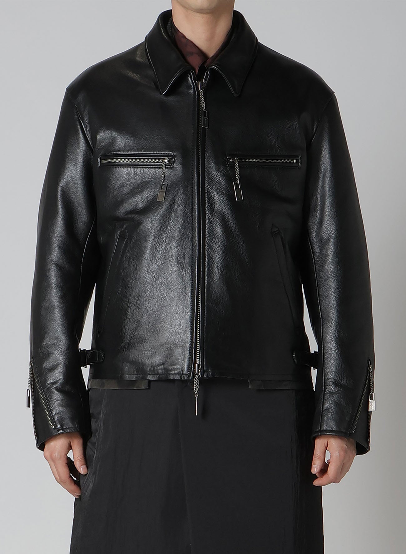 COW/DRUM LEATHER CUT OFF BLOUSON