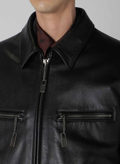 COW/DRUM LEATHER CUT OFF BLOUSON