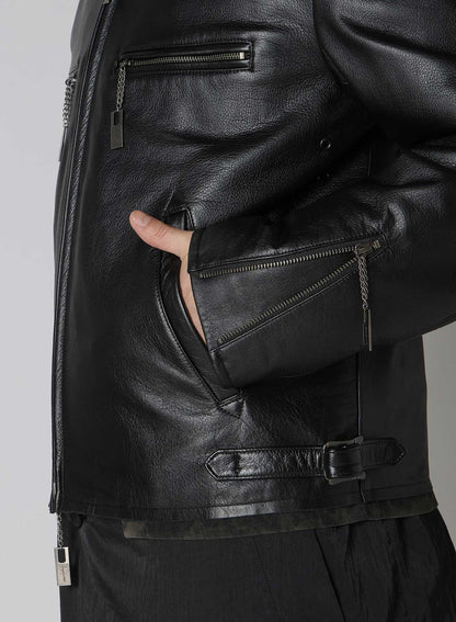 COW/DRUM LEATHER CUT OFF BLOUSON