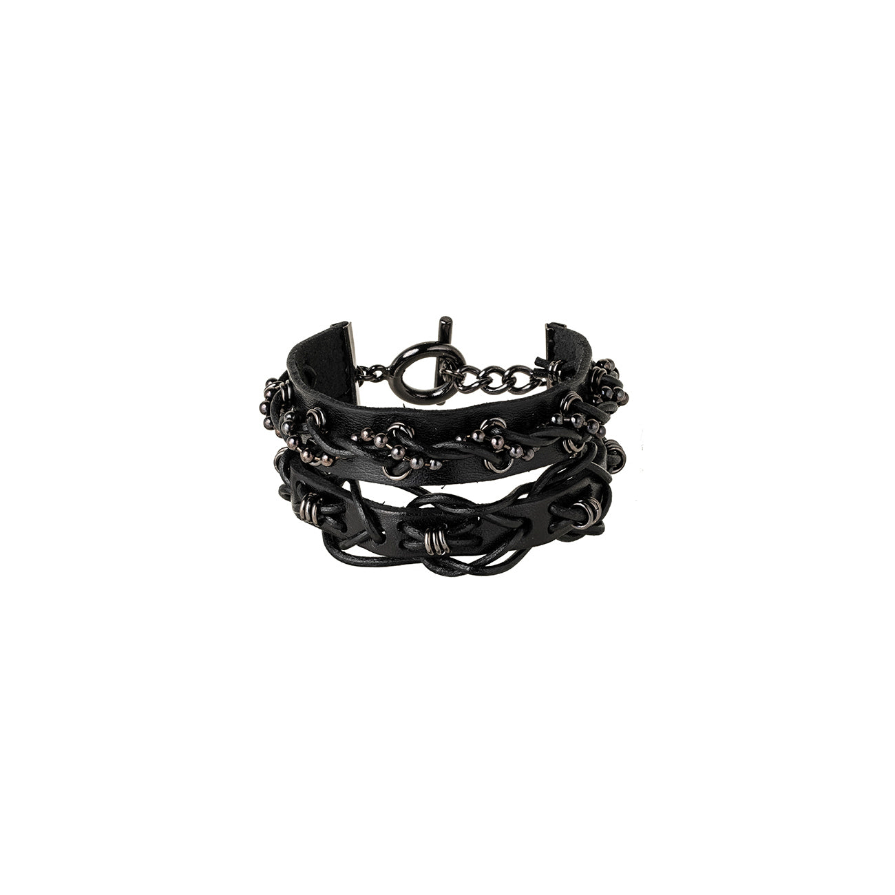 【1/11 10:00(JTS) Release】LEATHER BRASS BKNI BRAIDED BRACELET