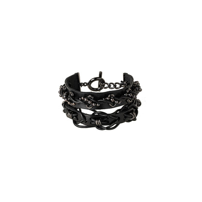 【1/11 10:00(JTS) Release】LEATHER BRASS BKNI BRAIDED BRACELET