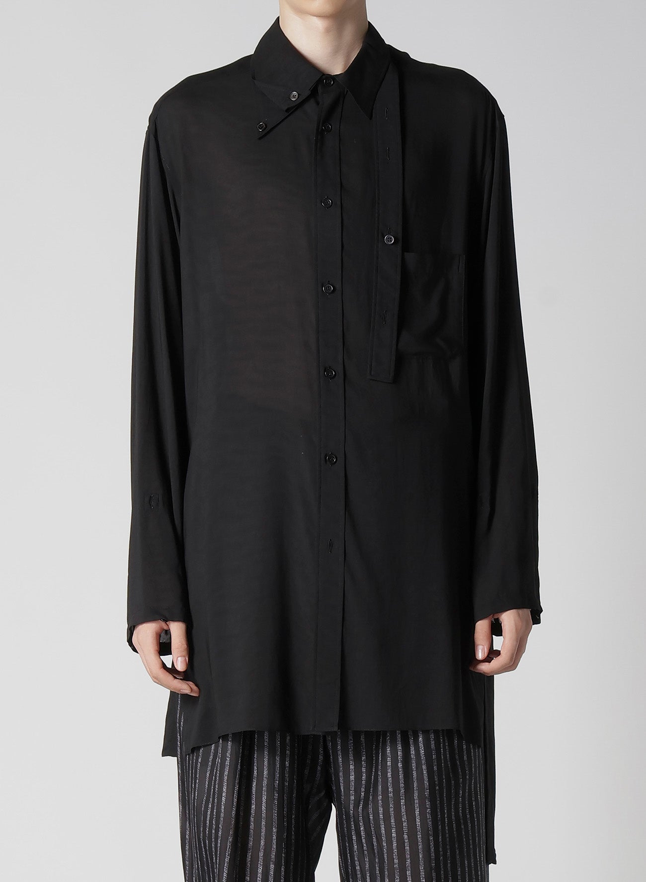 80 MODAL LOAN DOUBLE LAYER TAB COLLAR BLOUSE