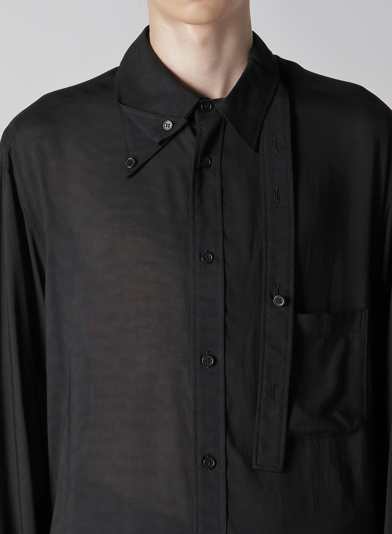 80 MODAL LOAN DOUBLE LAYER TAB COLLAR BLOUSE