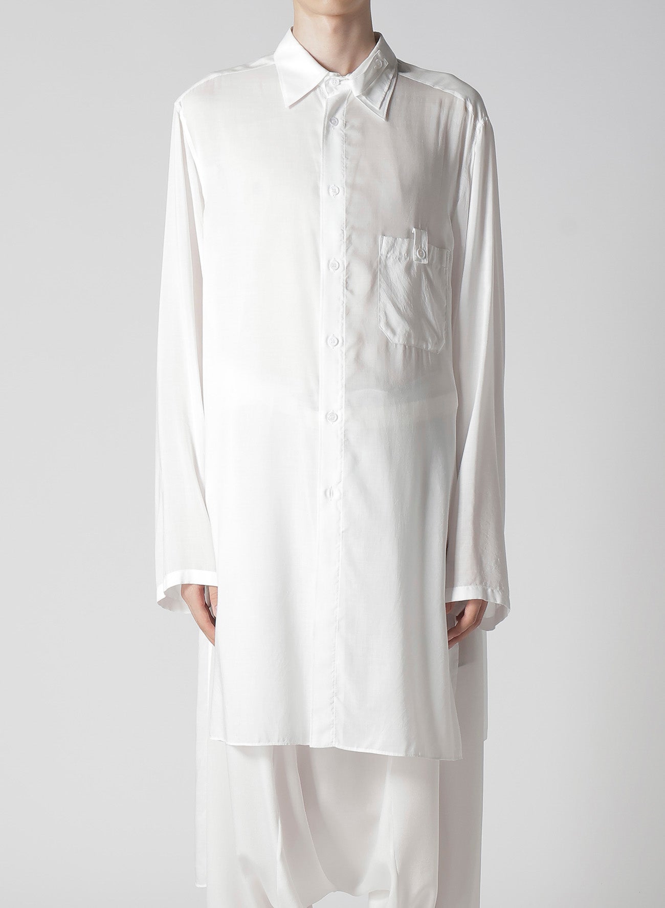 WHITE 80 MODAL LAWN TAB DETAIL BLOUSE