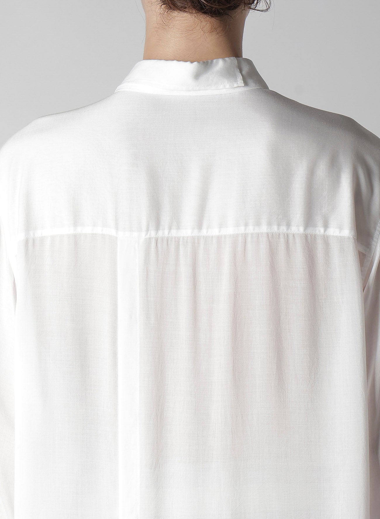 WHITE 80 MODAL LAWN TAB DETAIL BLOUSE