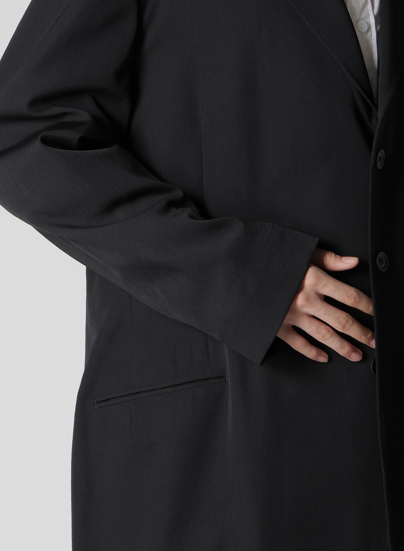 WOOL GABARDINE ASYMMETRY LAPEL JACKET