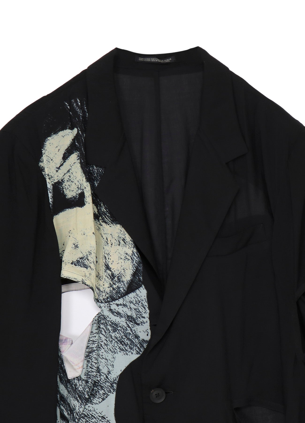 BACK SILHOUETTE ASYMMETRY PRINT JACKET