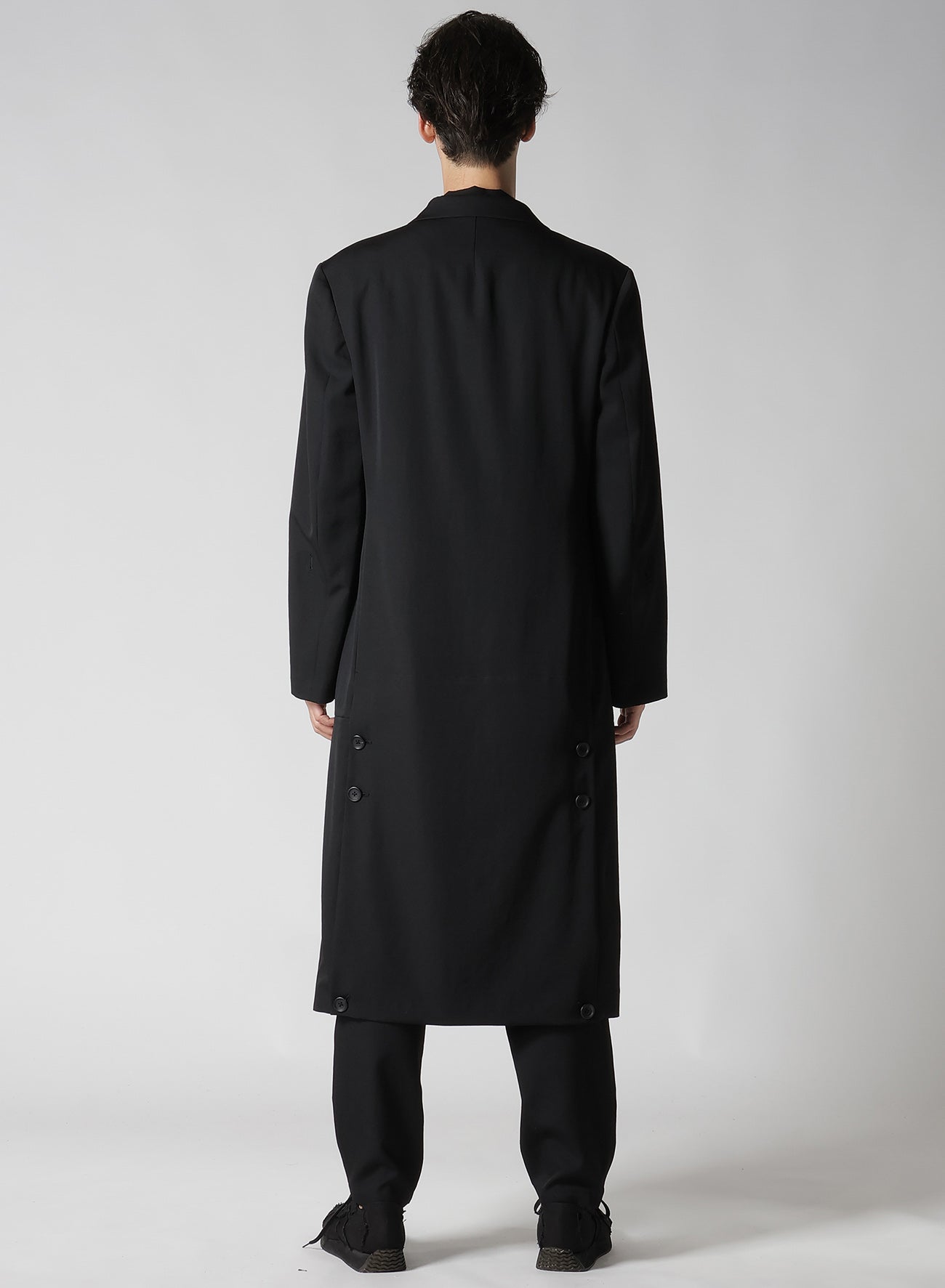 WOOL GABARDINE DIAGONAL BUTTON LONG JACKET