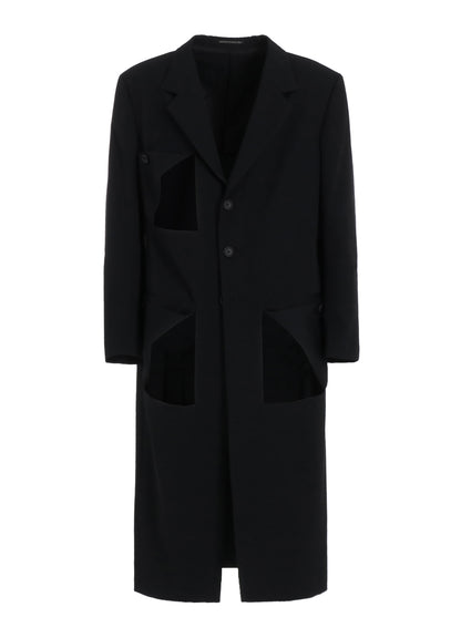 WOOL GABARDINE DIAGONAL BUTTON LONG JACKET