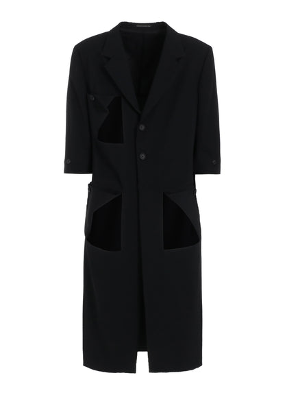 WOOL GABARDINE DIAGONAL BUTTON LONG JACKET