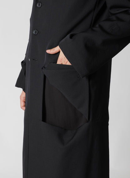 WOOL GABARDINE DIAGONAL BUTTON LONG JACKET