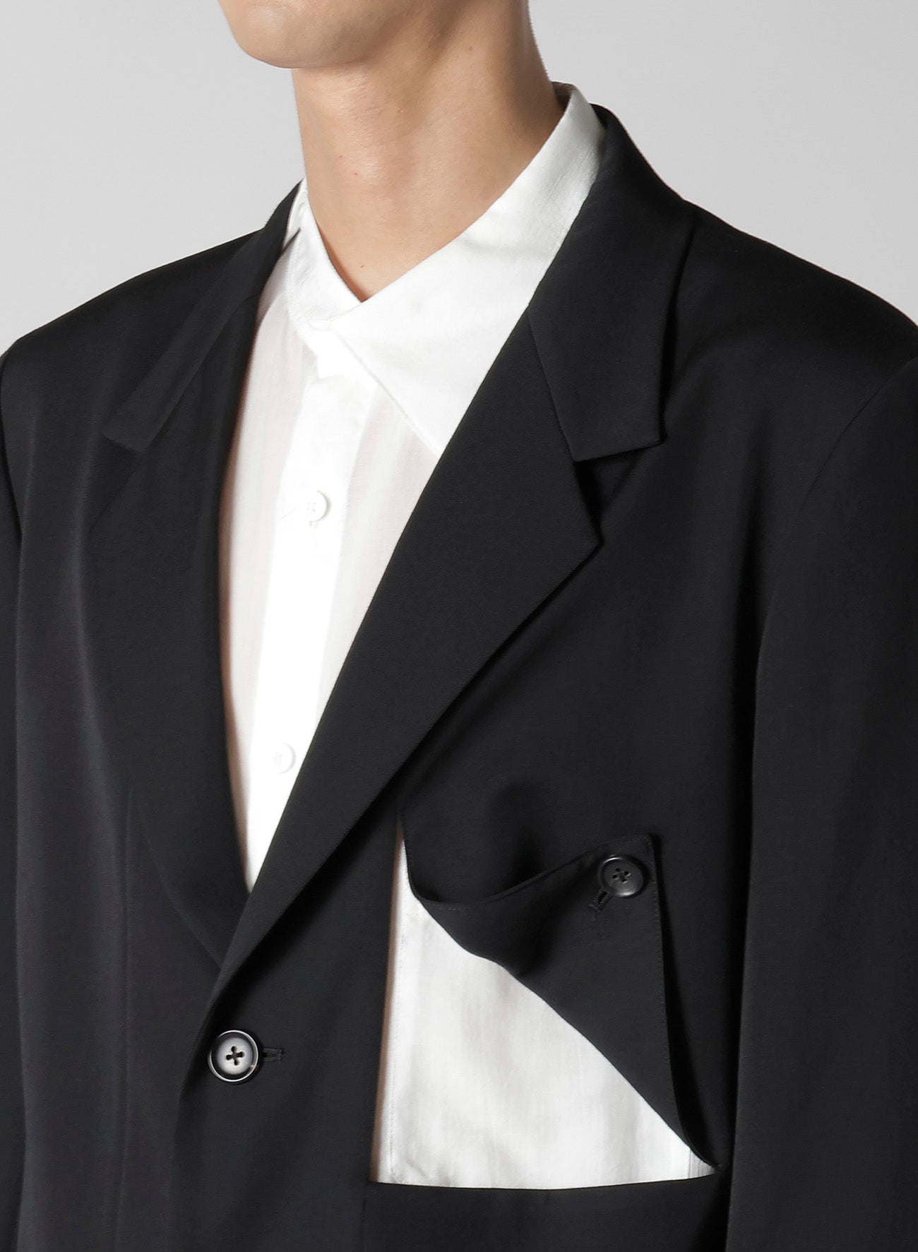 WOOL GABARDINE DIAGONAL BUTTON JACKET