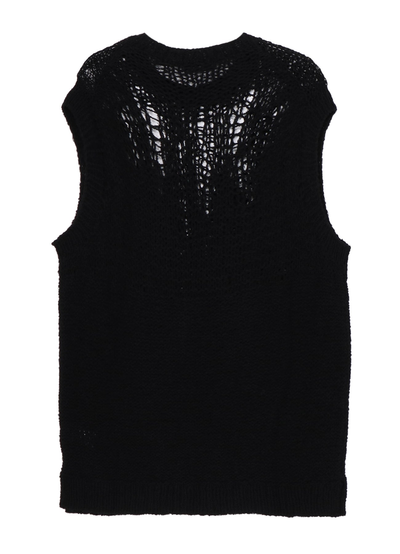 HAND KNITTED DAMAGE PROCESSED GARTER ROUND NECK VEST