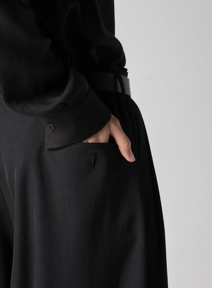 WOOL GABARDINE TAB DETAIL WIDE PANTS