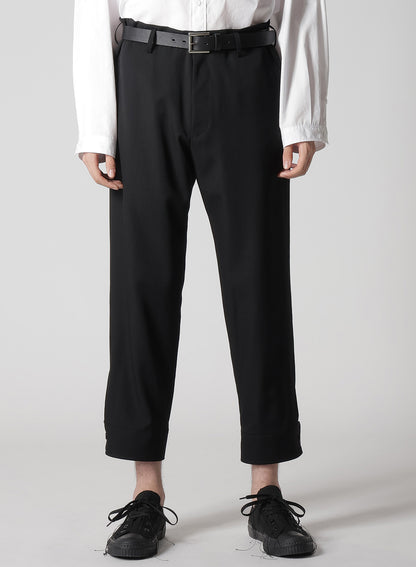 WOOL GABARDINE BELTED HEM PANTS