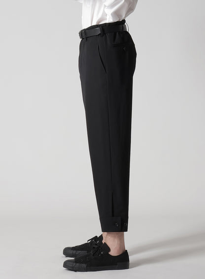 WOOL GABARDINE BELTED HEM PANTS