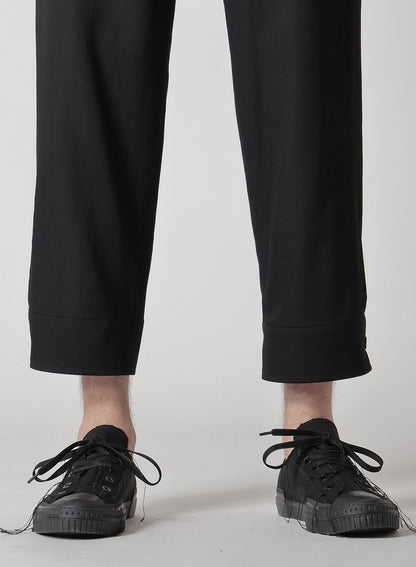 WOOL GABARDINE BELTED HEM PANTS